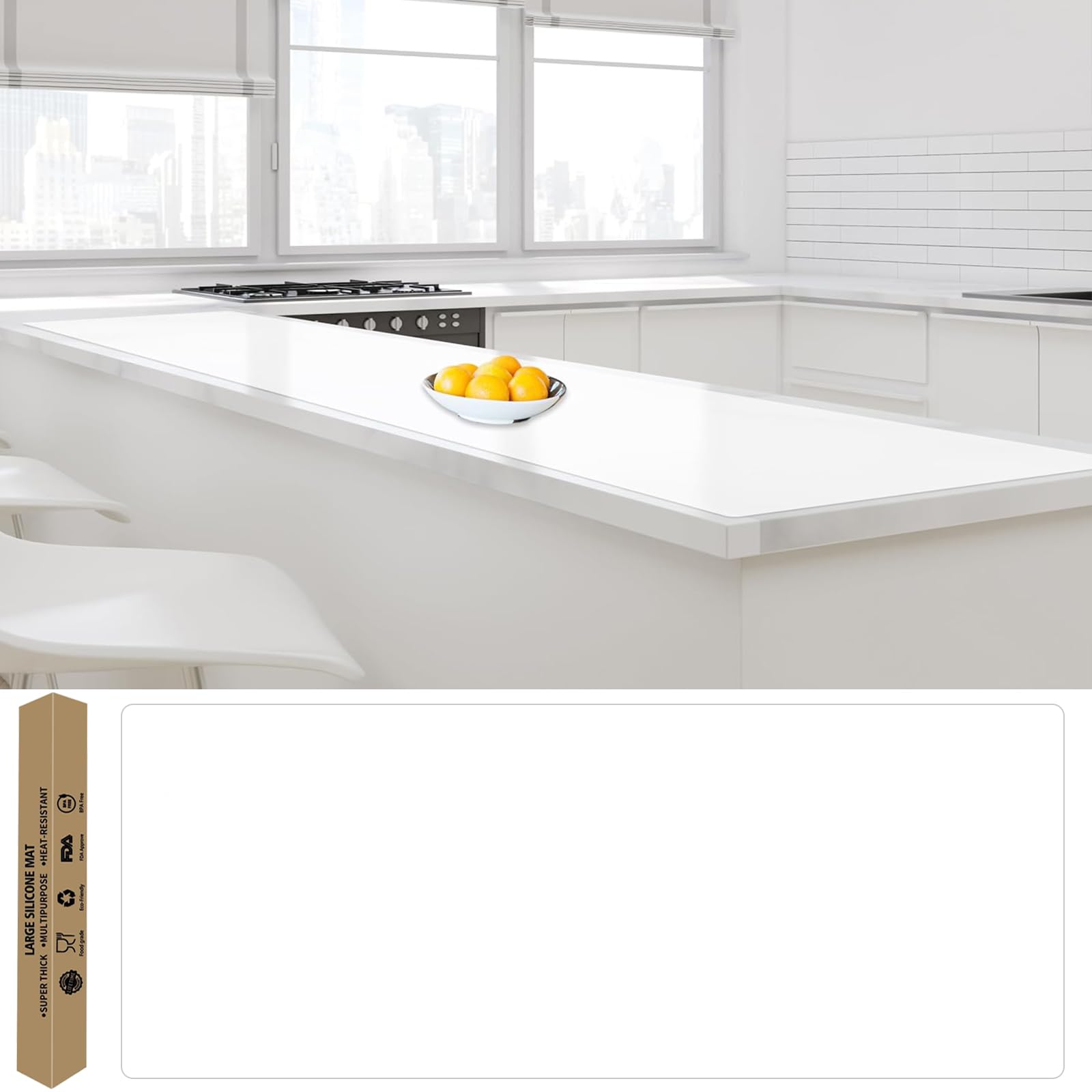 Tapis de comptoir de cuisine en silicone, extra large, imperméable, antidérapant, résistant à la chaleur, tapis de comptoir épais dans l'obscurité