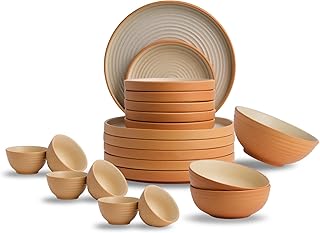 Shay Modern Sand Brown Ceramic Dinner Set, 21 Pcs, Klay White | Crockery Set for Gifting & Dining | Premium Ceramic | Matt Price In India
