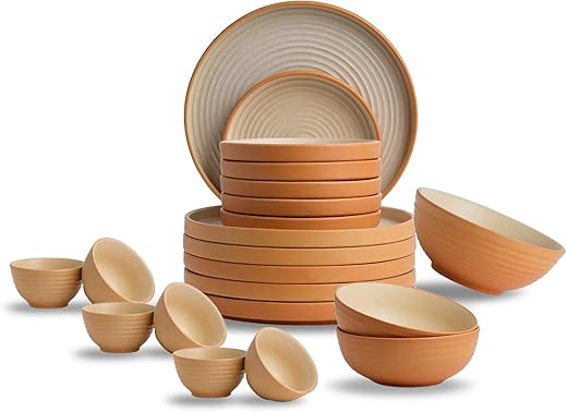 Shay Modern Sand Brown Ceramic Dinner Set, 21 Pcs, Klay White | Crockery Set for Gifting & Dining | Premium Ceramic | Matt