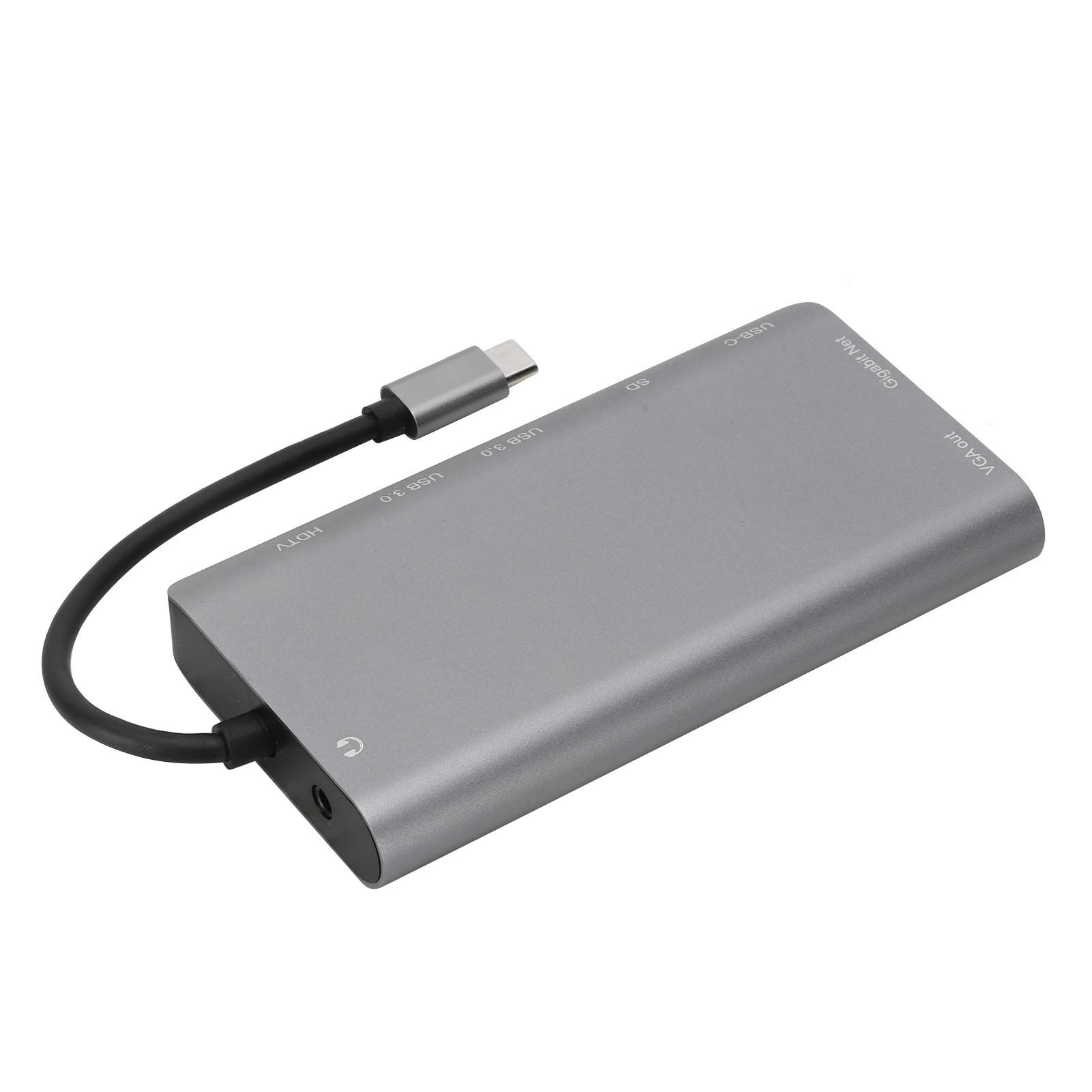 Hub 8 in 1 da tipo C a RJ45 VGA USB 3.0 Jack SD HDTV PD, hub multifunzione per laptop, adattatore in lega di alluminio con ricarica rapida, trasferimento dati ad alta velocità per