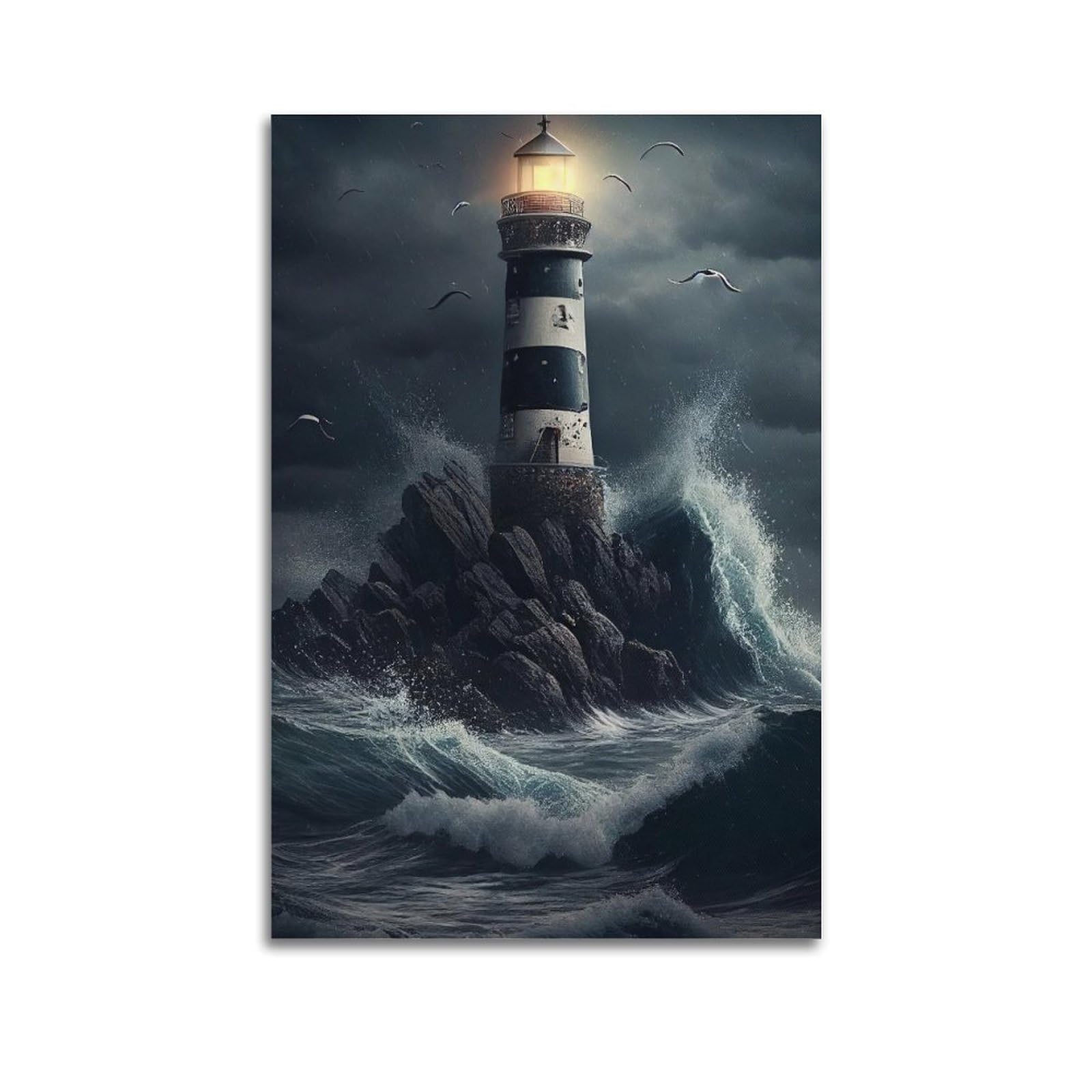 CXHJCA Lighthouse Poster Tempest Guardian Poster Decorative Painting Canvas Wall Posters And Art Picture Print Modern Family Bedroom Decor Posters 20x30inch(50x75cm)