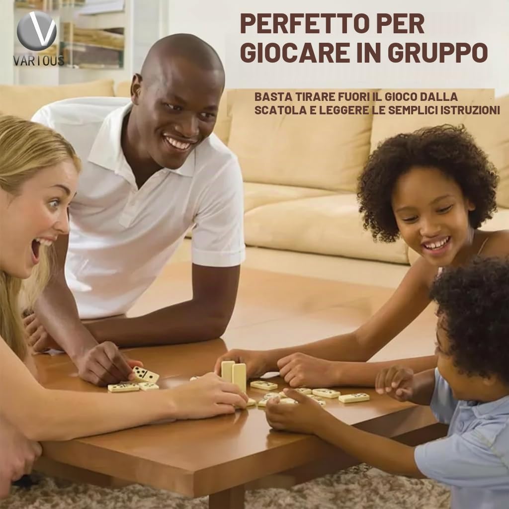 Various Domino Double 28 Gettoni Scatola In Similpelle, Gioco Da Tavolo Classico Per Bambini E Adulti