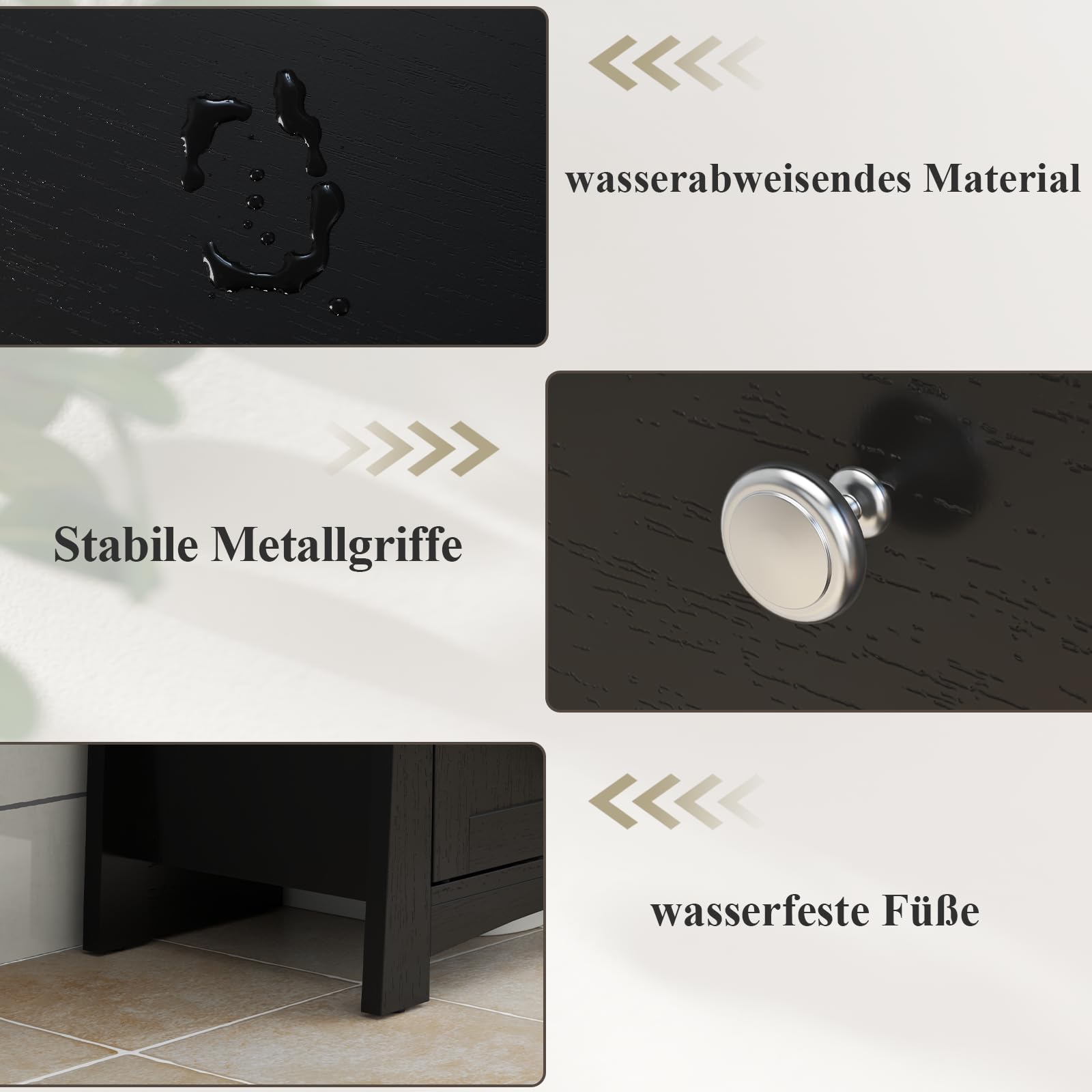 Gyfimoie Waschbeckenunterschrank, Badezimmerschrank mit Schubladen, Badezimmer Unterschrank mit 2 Türen, Badschrank 60 x 30 x 60 cm, Waschbeckenunterschrank mit Füßen