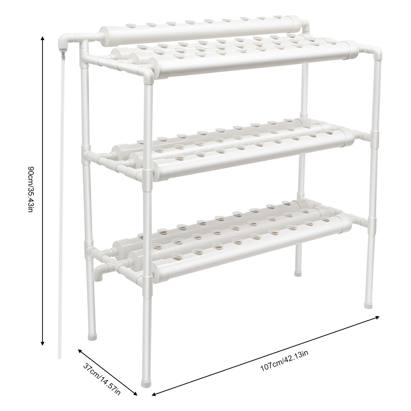 Sistema de cultivo hidropónico de 3 niveles, tubos de PVC-U, juego de cultivo hidropónico, 90 sitios con bomba de agua para frutas y verduras