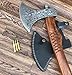 AX-7000 Custom Gift Forged Carbon Steel Viking Axe with Rose Wood Shaft, Tracker Knife Included (0019)