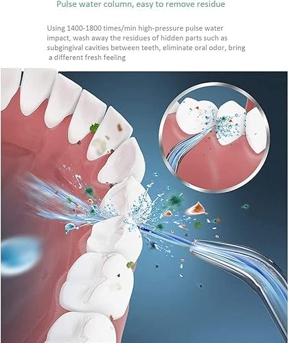 Miniatura 5 de Irrigador dental portátil con 4 modos, 4 puntas de chorro reemplazables, recargable por USB, limpiador de dientes impermeable IPX7 para el hogar y