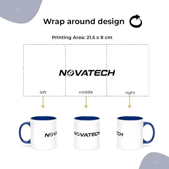 Cimpress Personalised Mug, 100 x Promotion Personalised Mug, Bulk Buy, Business Logo/Brand Printed Coffee & Tea Mug, 325 ml, Blue, Upload Your Own Photos Custom Text, Coffee Cup Tea Mug