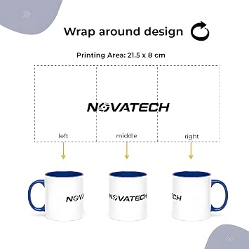Cimpress Personalised Mug, 100 x Promotion Personalised Mug, Bulk Buy, Business Logo/Brand Printed Coffee & Tea Mug, 325 ml, Blue, Upload Your Own Photos Custom Text, Coffee Cup Tea Mug