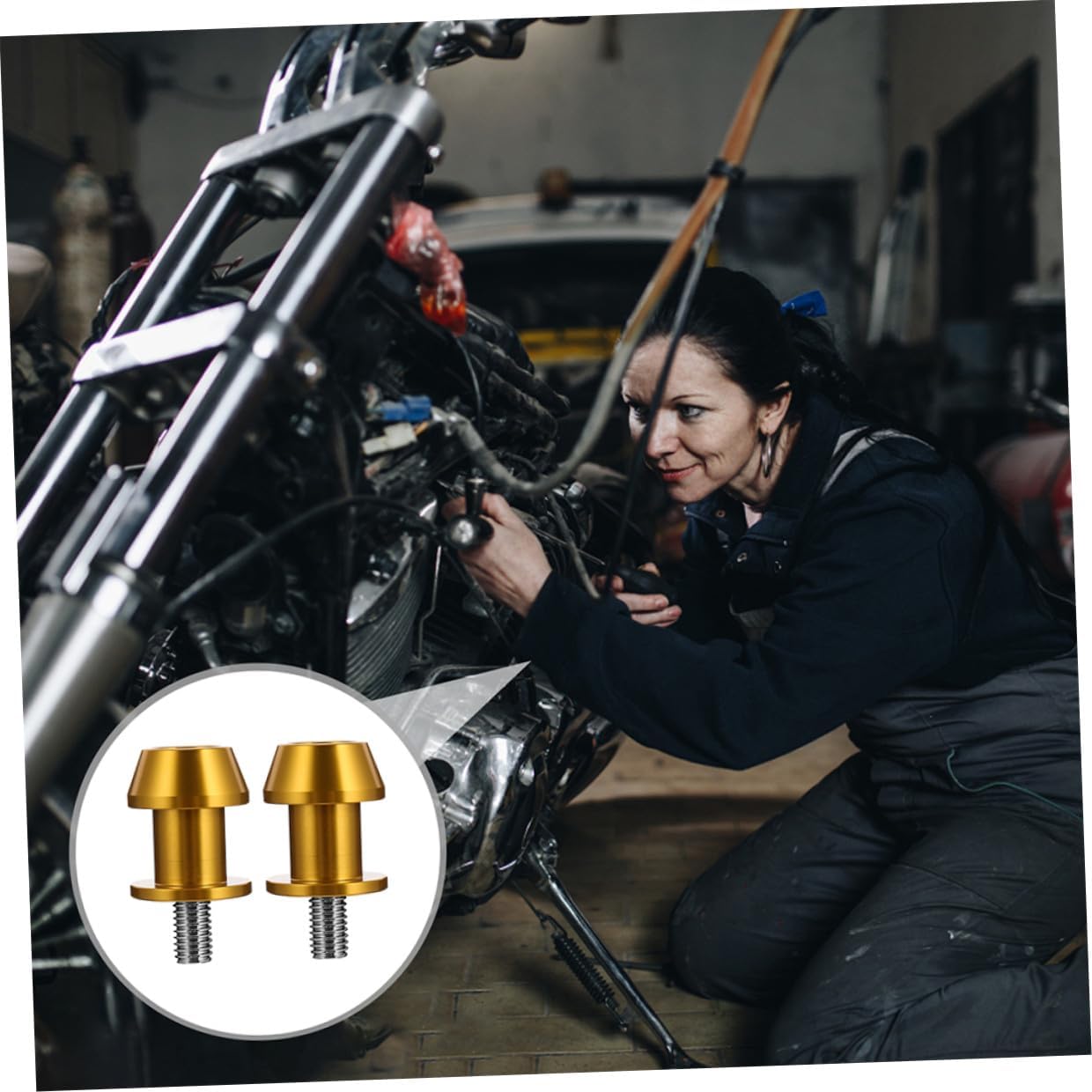 CHILDWEET 4pcs Motorcycle Swingarm Bobbins Cnc Rear Swing Arm Spool Stand Screws 8mm Gold Universal Motorcycle Swing Arm Sliders Replacement Parts for Motorbike Maintenance