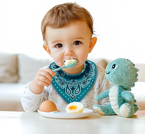 Miniatura 3 de Maiwa Paquete de 10 baberos triangulares tipo bandana para niños y niñas, para babear, dentición, comer con broches