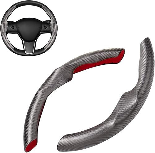 Funda para volante de automóvil para Tesla Model Y 2020-2025 y Modelo 3 2017-2025, accesorios antideslizantes de fibra de carbono, protector de disponible en Yaxa Costa Rica