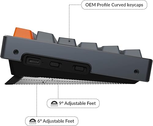 Miniatura 9 de Keychron Teclado mecánico inalámbrico Bluetooth K4 RGB LED retroiluminado, compacto intercambiable en caliente, 100 teclas, teclado USB con cable,
