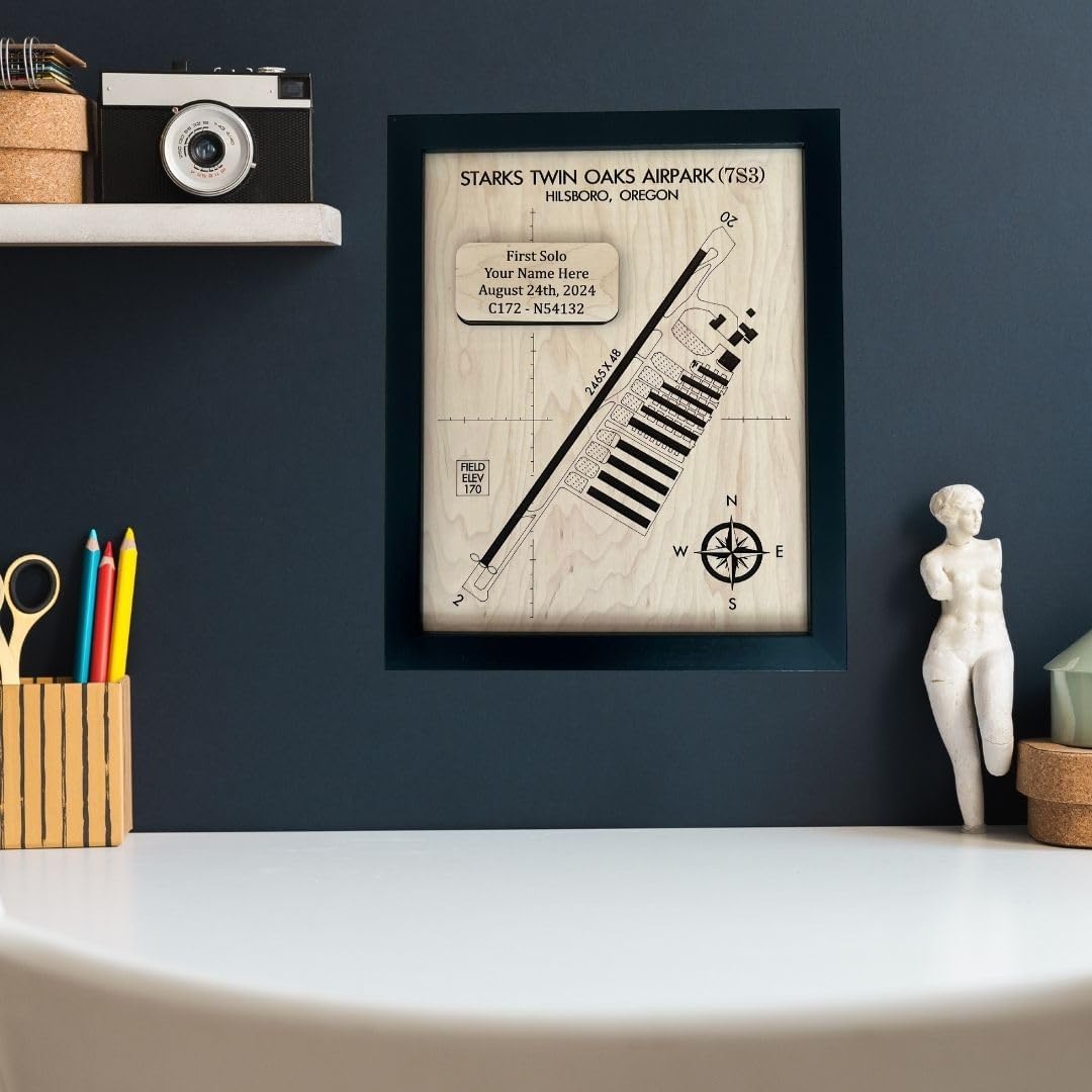 Personalized First Solo Flight Plaque, Pilot Gifts, Aviation Gift, Airport Gift, Personalized Aviation Themed Art, Student Pilot Gifts, Pilot Gifts for Men, Airport Diagram Sign (8X10)