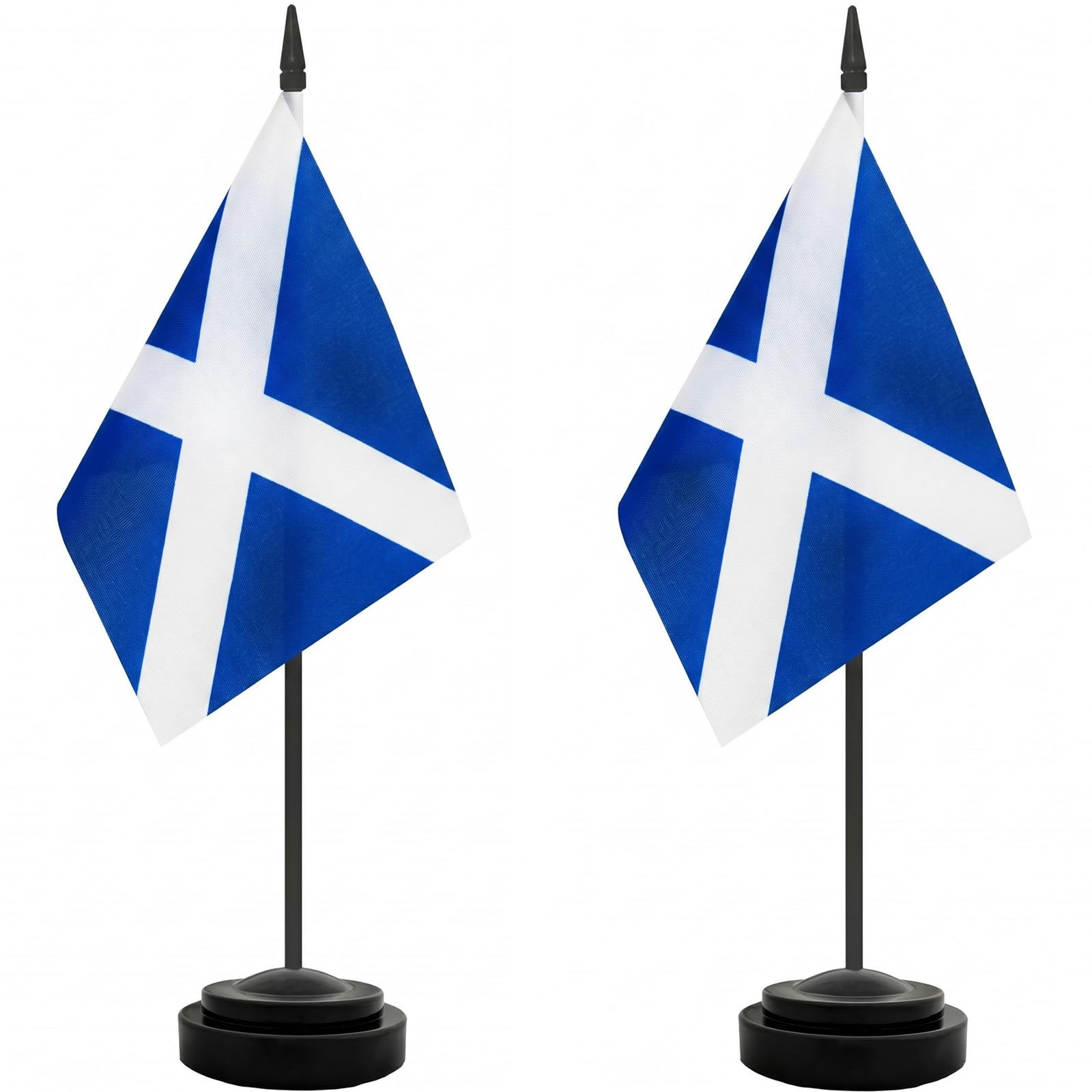 YESAH 2P Scotland Table Flags for World Cup Events,14x21cm Scottish Desk Flags with Pole and Base,Polyester Scotland Flags for Football Matches,Supporters,Office Desk,Sports Events and Party Decor