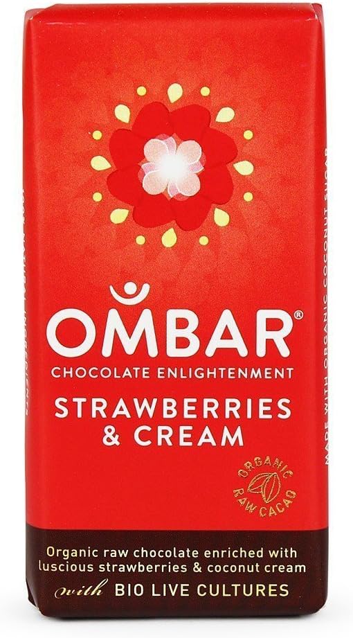 OMBARStrawberries and Cream Chocolate Bar, 35 g