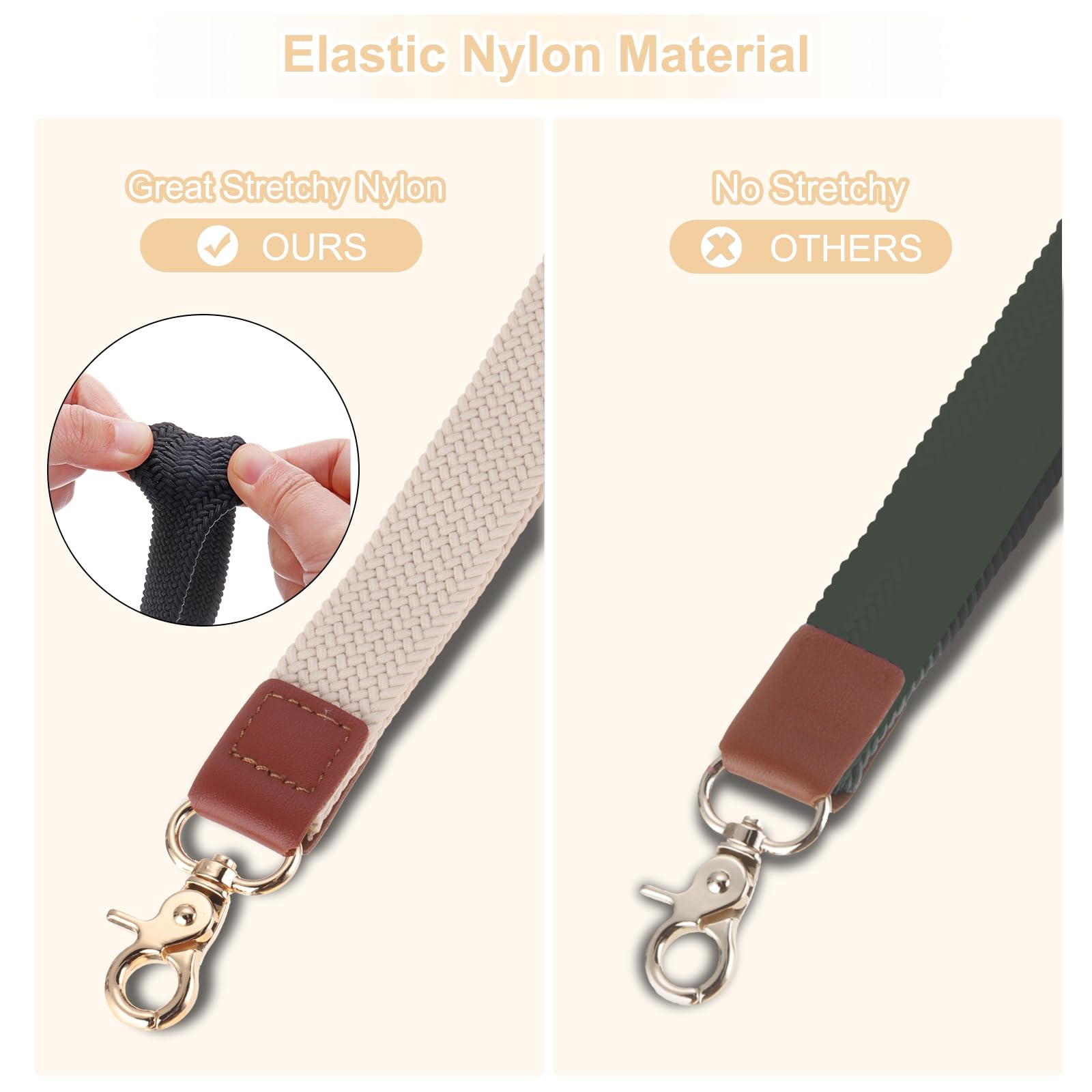 PATIKIL Stretchy Neck Lanyard, Elastic Badge Lanyard with Metal Clasp for Teacher Women Men 2 Set Keychain Long Lanyard for Wallet Keys ID Card, Beige - Image 4
