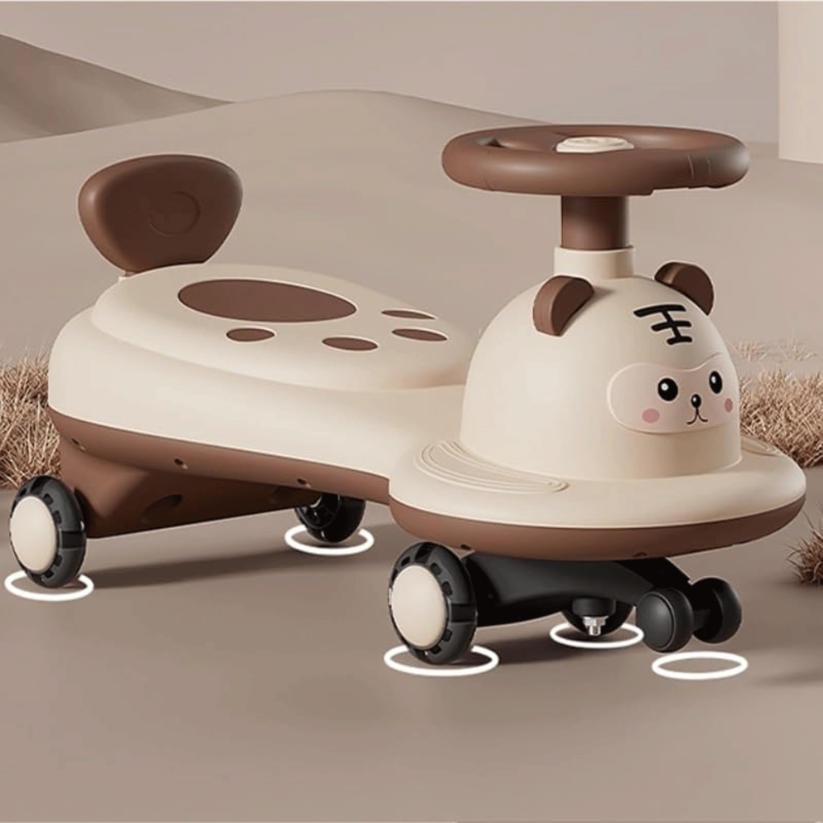 Wiggle Car Huśtawka Samochód Cicha Wiggle Hulajnoga Flash Wheel Rowerek biegowy Jeździć na pchaczu Dziecięcy samochód Wiggle z liną do mocowania(Roze)