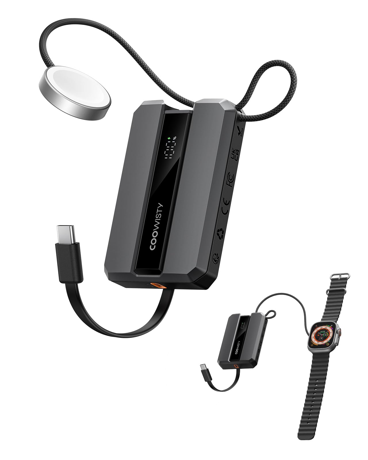 Coowisty Power bank 10000mAh, USB C PowerBank 20W PD caricatore portatile da con ricarica rapida for iPhone,Compatible with Apple Watch Series 9/8/7/6/Se/5/4/3/2, iPhone15