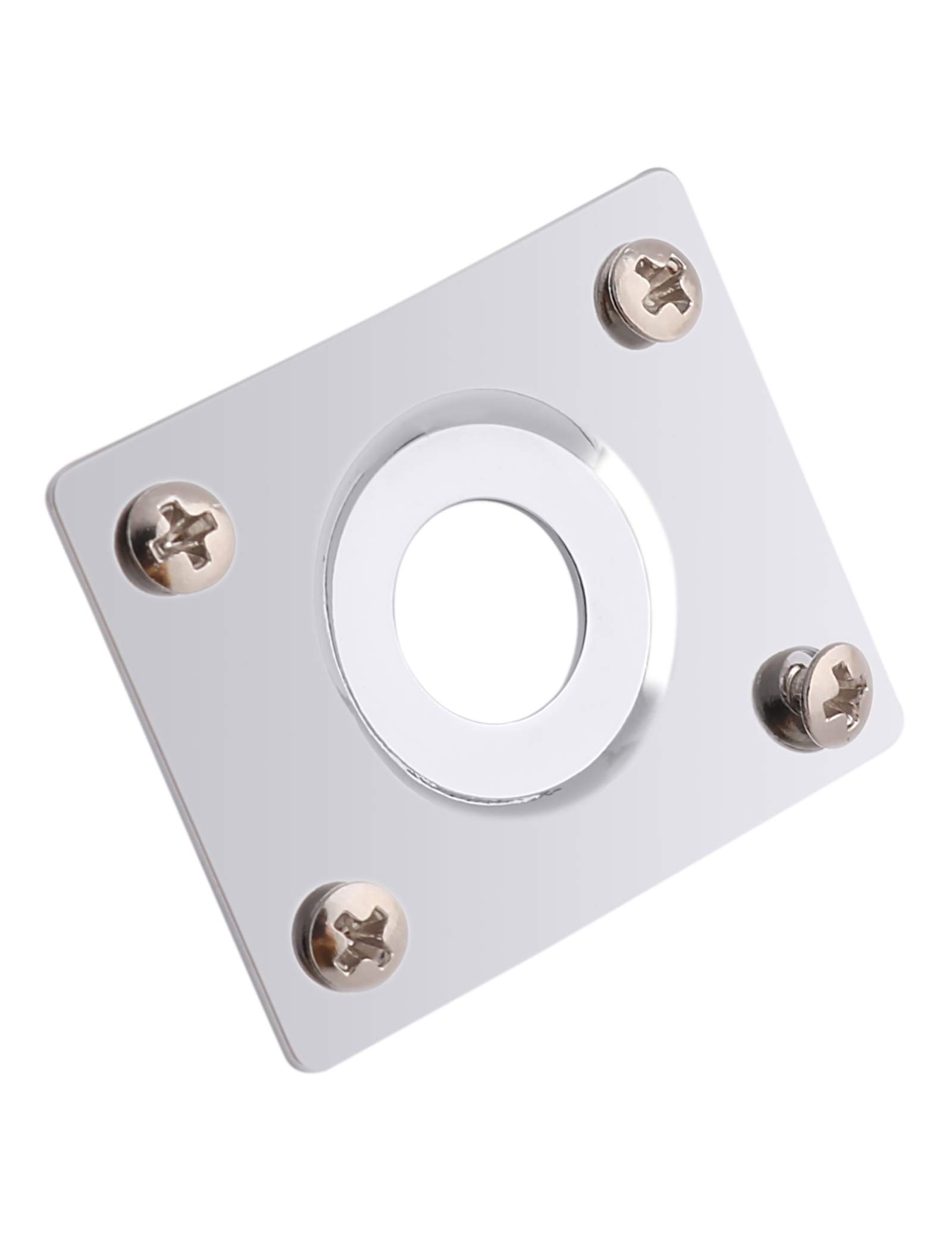 Prise Jack Guitare/basse Avec Plaque - Standard 1/4" (6,35 Mm) - Cuivre Et Acier Chromé - Plaque 80x32 Mm - Pour Remplacement Ou Upgrade - 8