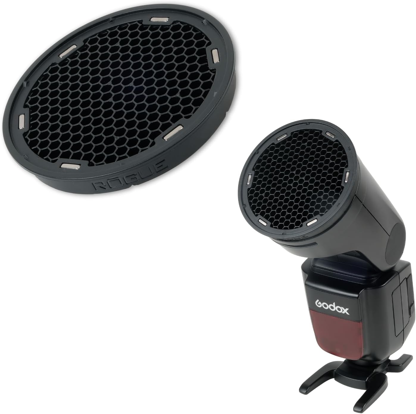 Rogue Magnetic Light Modifier (Flash Grid 45) | Great for dramatic portrait photography; just snap the grid to your flash to produce a narrow 45 degree grid spot