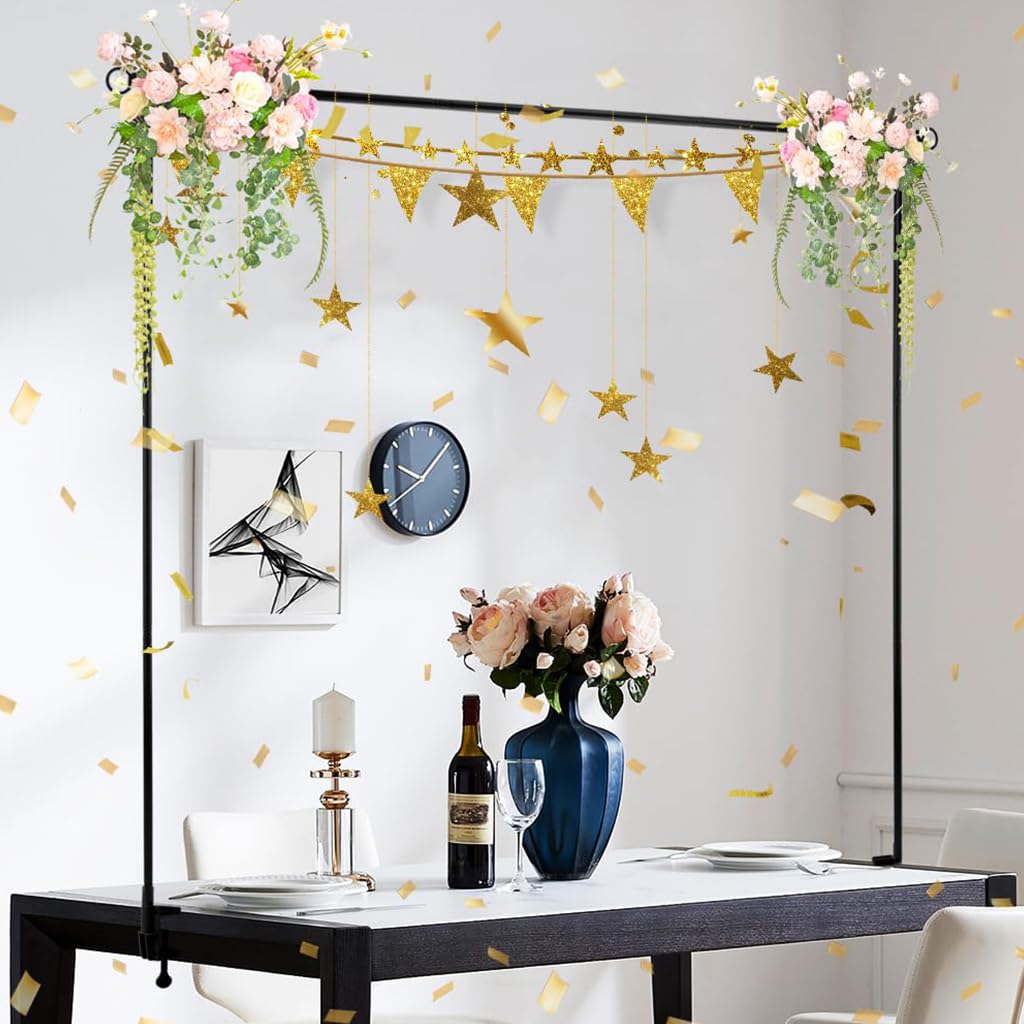HASTHIP® Adjustable Desktop Floral Stand Display Frame, Black Metal Tabletop Arch Backdrop Stand for Wedding Centerpiece, Party Decor & Photo Display, 125250cm Length, 70120cm Height-image-42