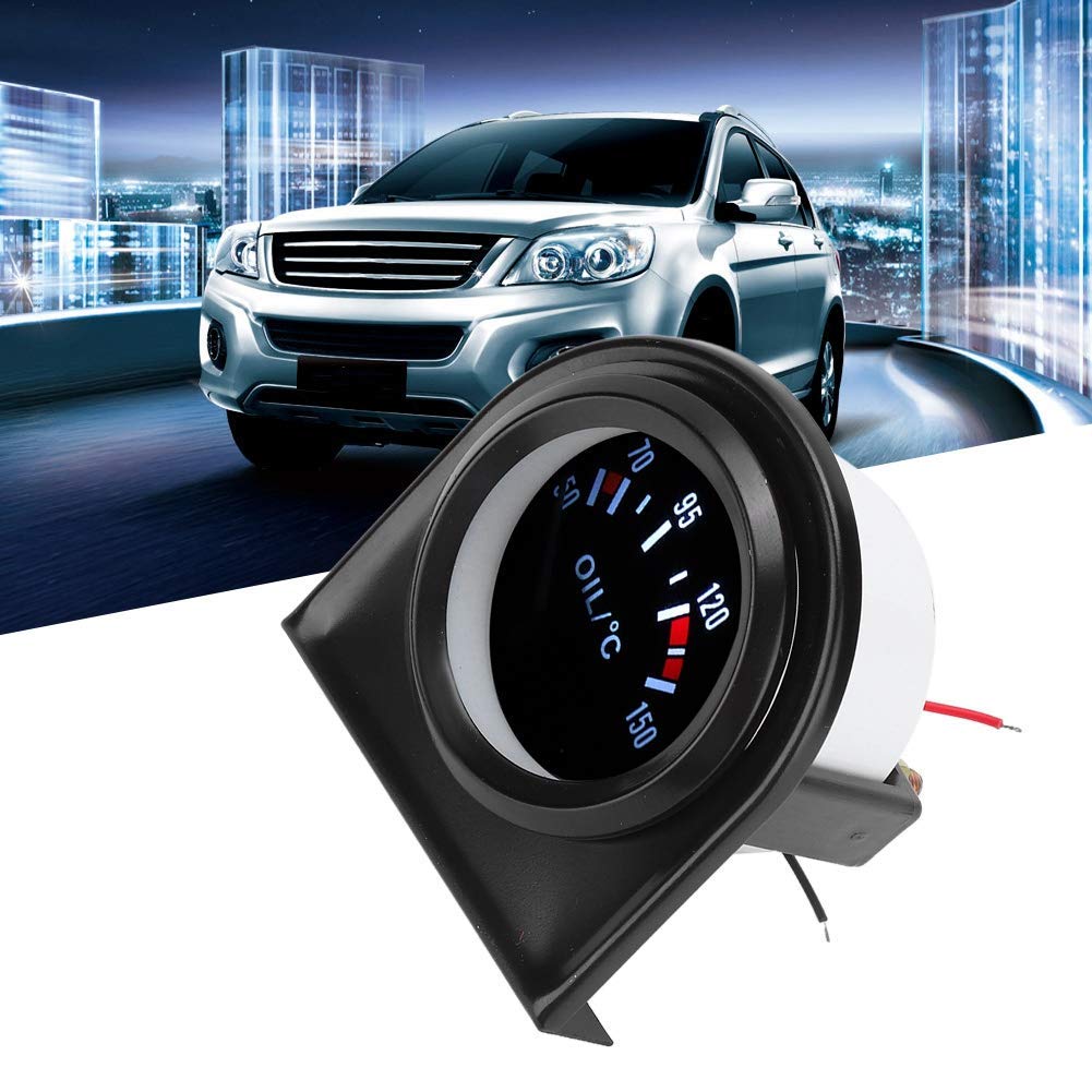 Jauge de température d'huile de 52 mm, jauge de température d'huile de pointeur de voiture de lumière LED de 2 pouces 50-150 ℃