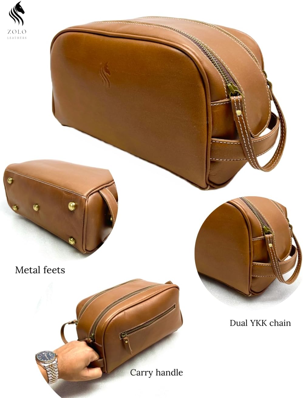 レザートイレタリーバッグ、プレミアム本革ヴィンテージトラベルシェービング&amp;ドップキット:洗面用具、化粧品など:広々としたイン