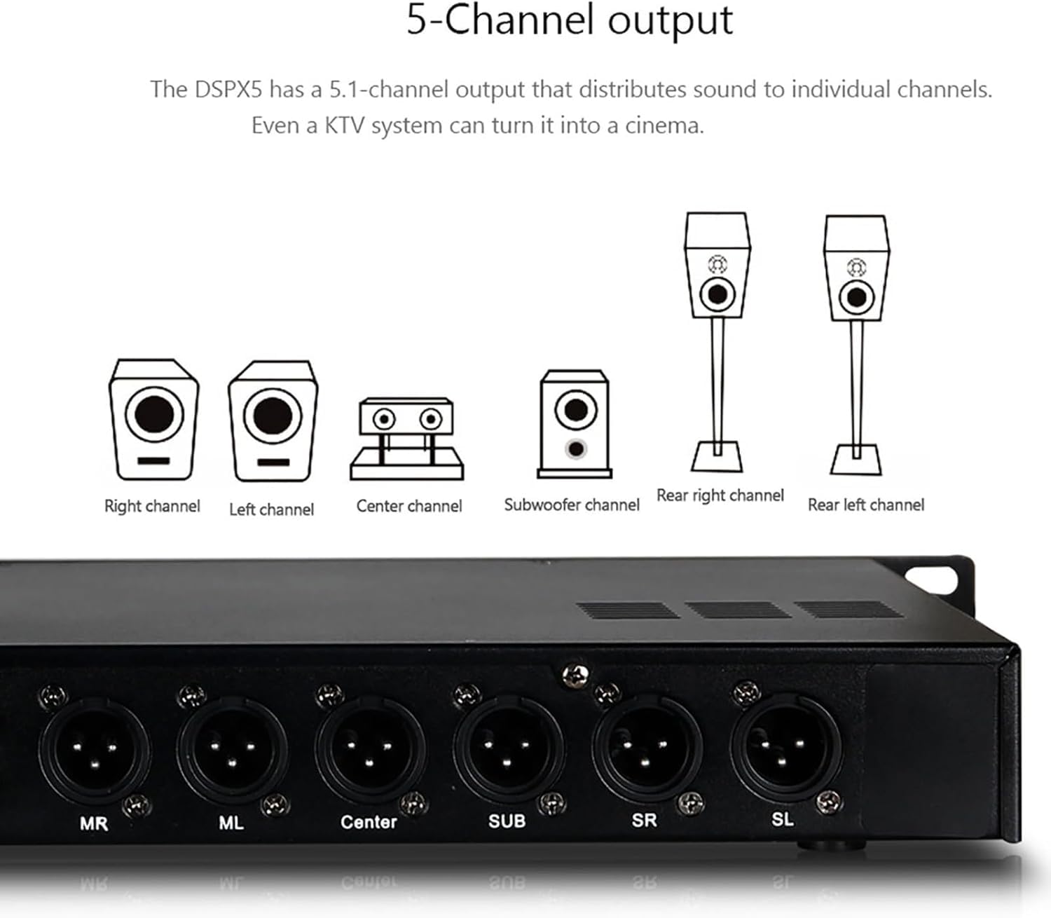 Kanduo Ecualizador estéreo de Audio Reverberador Mezclador Digital, procesador de Audio for micrófono KTV, con Pantalla LCD, efector de Audio DSP de 15 Bandas