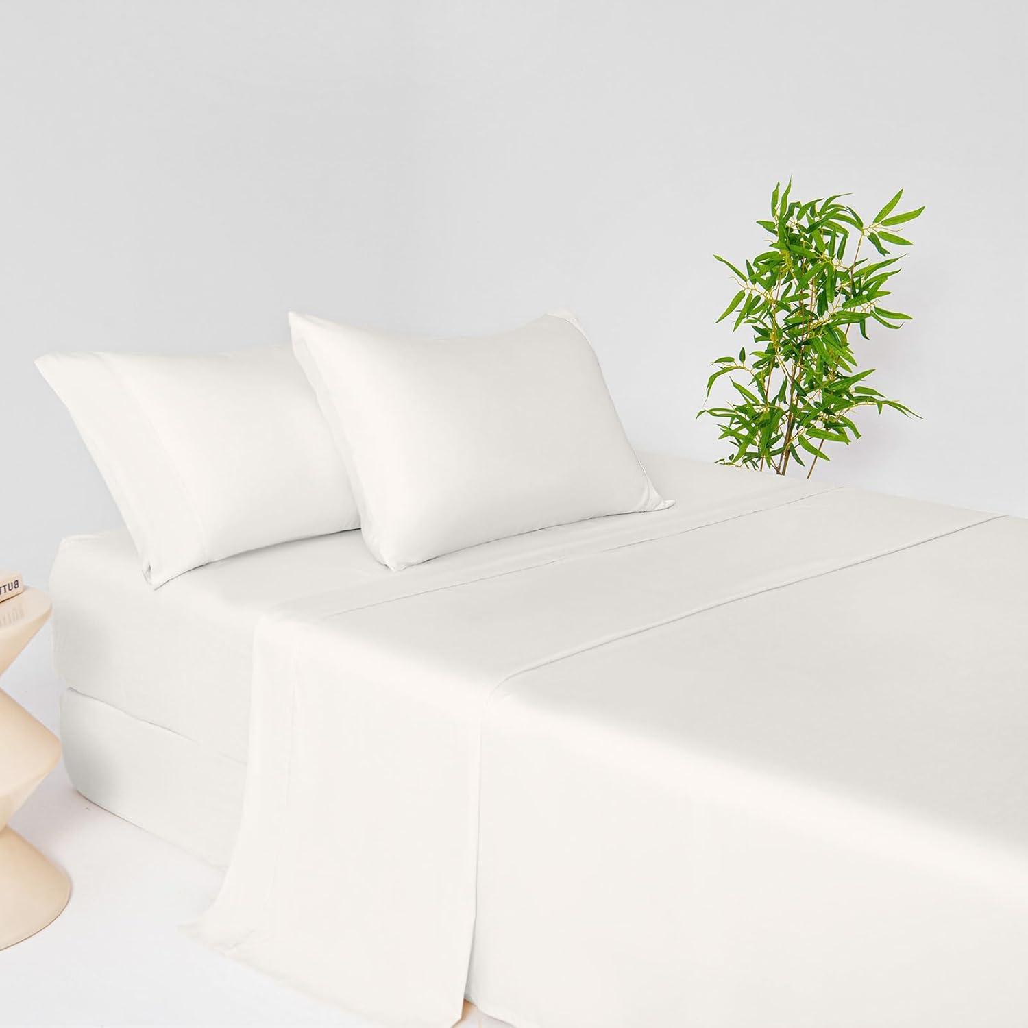 LONAVA 100% Viscose Derived from Bamboo Queen Sheet Set White, 4 Pieces Soft Cooling Bedding with Deep Pocket UP to 16", Silky Smooth, Organic & Breathable, Breathable Bed Sheets - Image 2