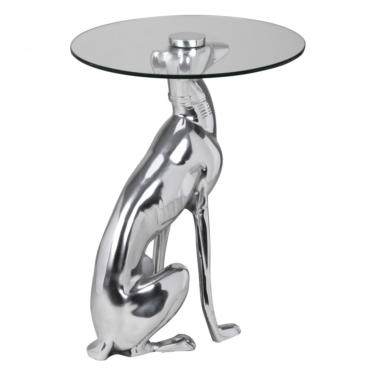 WOHNLING TableDesign Déco Argent Figure Dog Couleur Aluminium