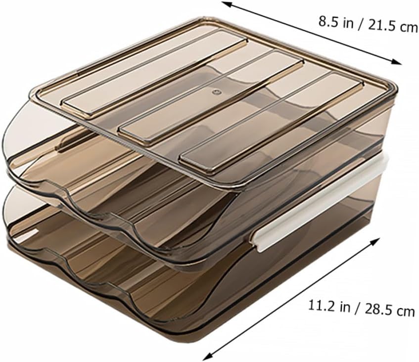 Kitchen 2-layer Plastic Egg Storage Case Holder for Refrigerator, Automatic Rolling Egg Container with Slide Design, 36-egg Capacity Organizer for Food Storage
