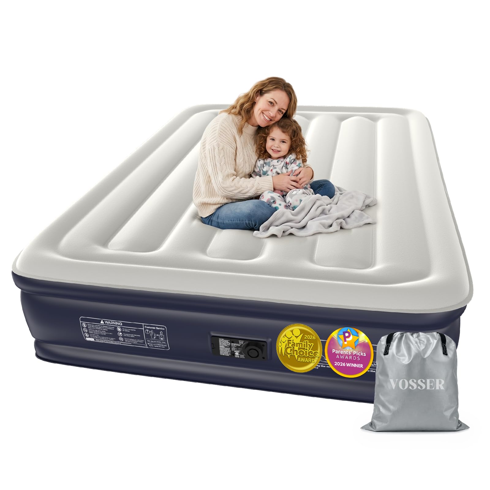 VOSSER Full Air Mattress with Built-in Pump,18"Raised, Inflatable Bed,660lb