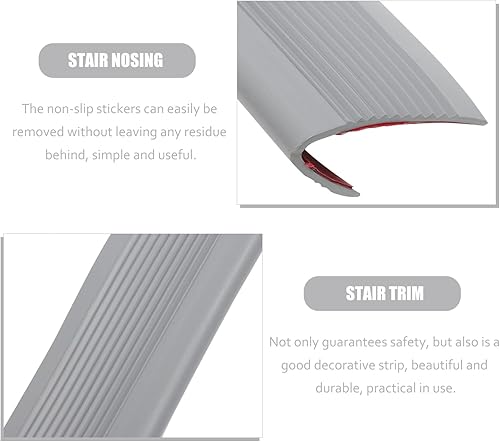 Miniatura 3 de DOITOOL Autoadhesivo para escaleras, borde de PVC antideslizante, protector de escalera impermeable cortable para escaleras, nariz de escalera para
