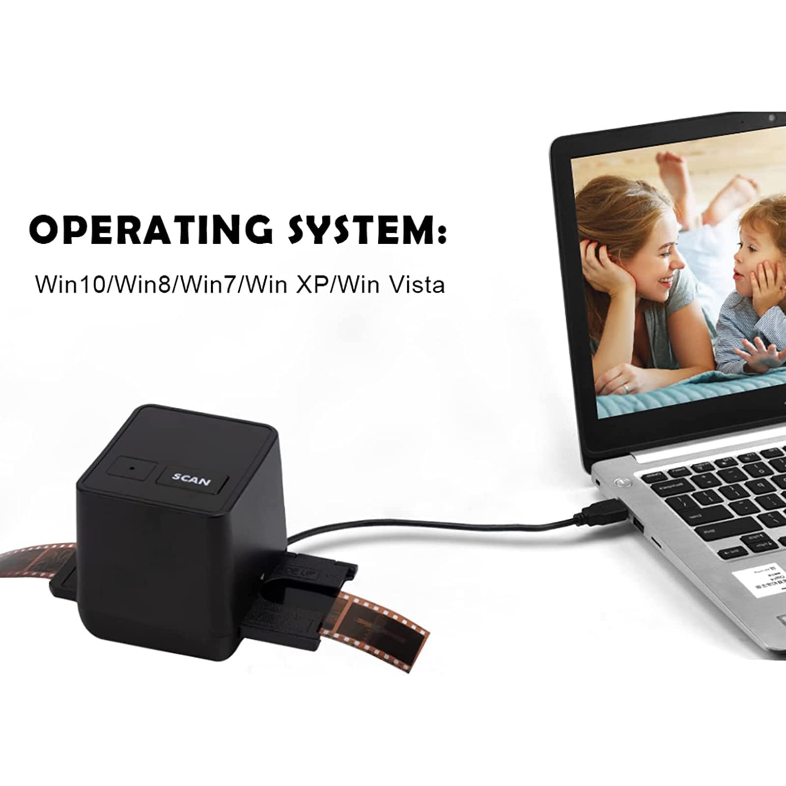 Visualizzatore per Scanner per Diapositive, Scanner per Diapositive per pellicole, Realizzato in Materiale ABS, Scanner per Negativi per pellicole 135 ad Alta Definizione da 17 Milioni, Portatile e