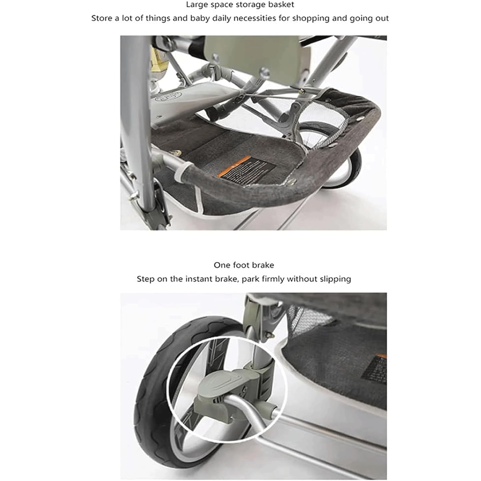EYPKPL Poussette Double Pliable, auvent réglable, Tandem, Portable, Grand Espace, Chariot de Luxe, en métal, Double