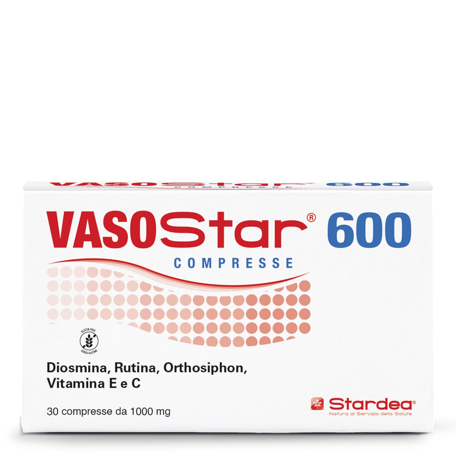 Stardea Vasostar 600 Compresse | Diosmina, Rutina, Orthosiphon, Vitamina E e C | Funzionalità Microcircolo e Benessere delle Gambe | Senza Glutine | 30 Compresse da 1000 mg