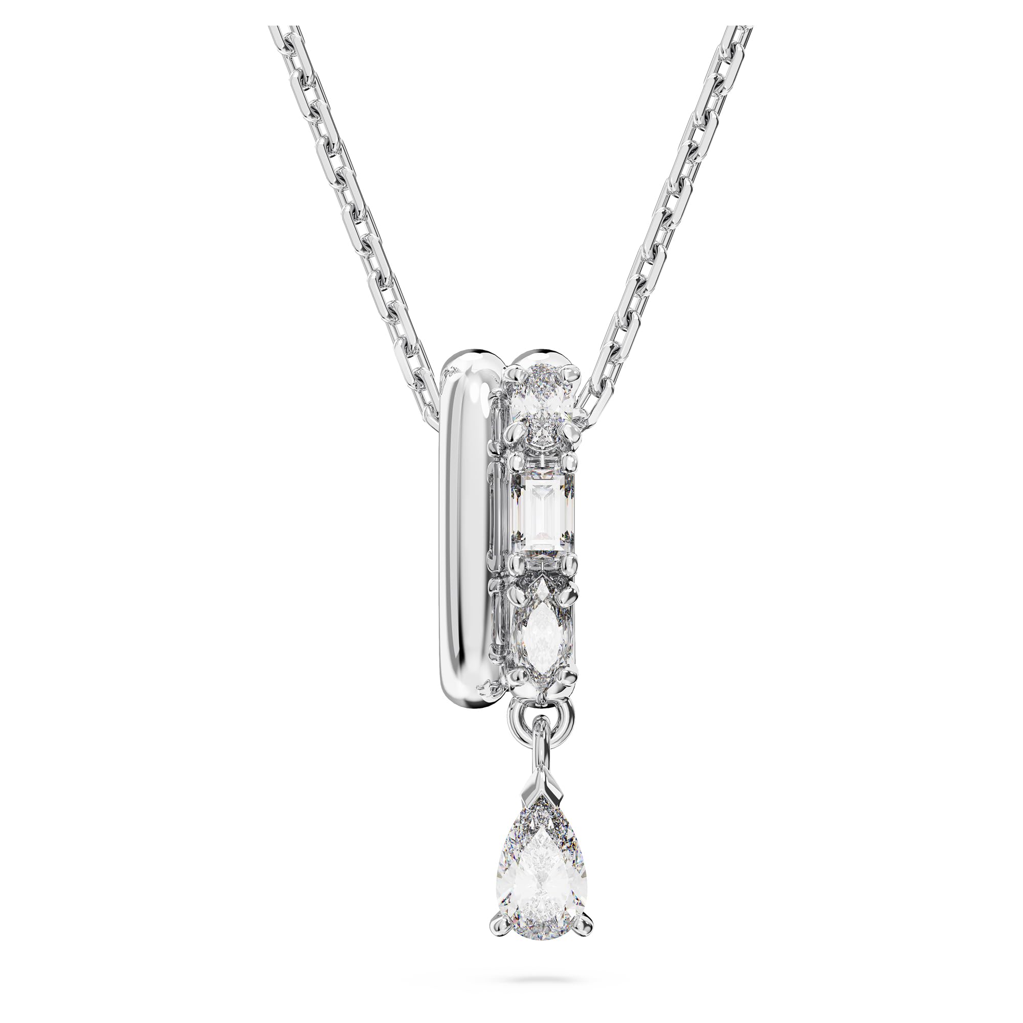 Swarovski Dextera Pendant Necklace, Mixed-Cut White Crystals on a Rhodium Plated Chain, from the Dextera Collection