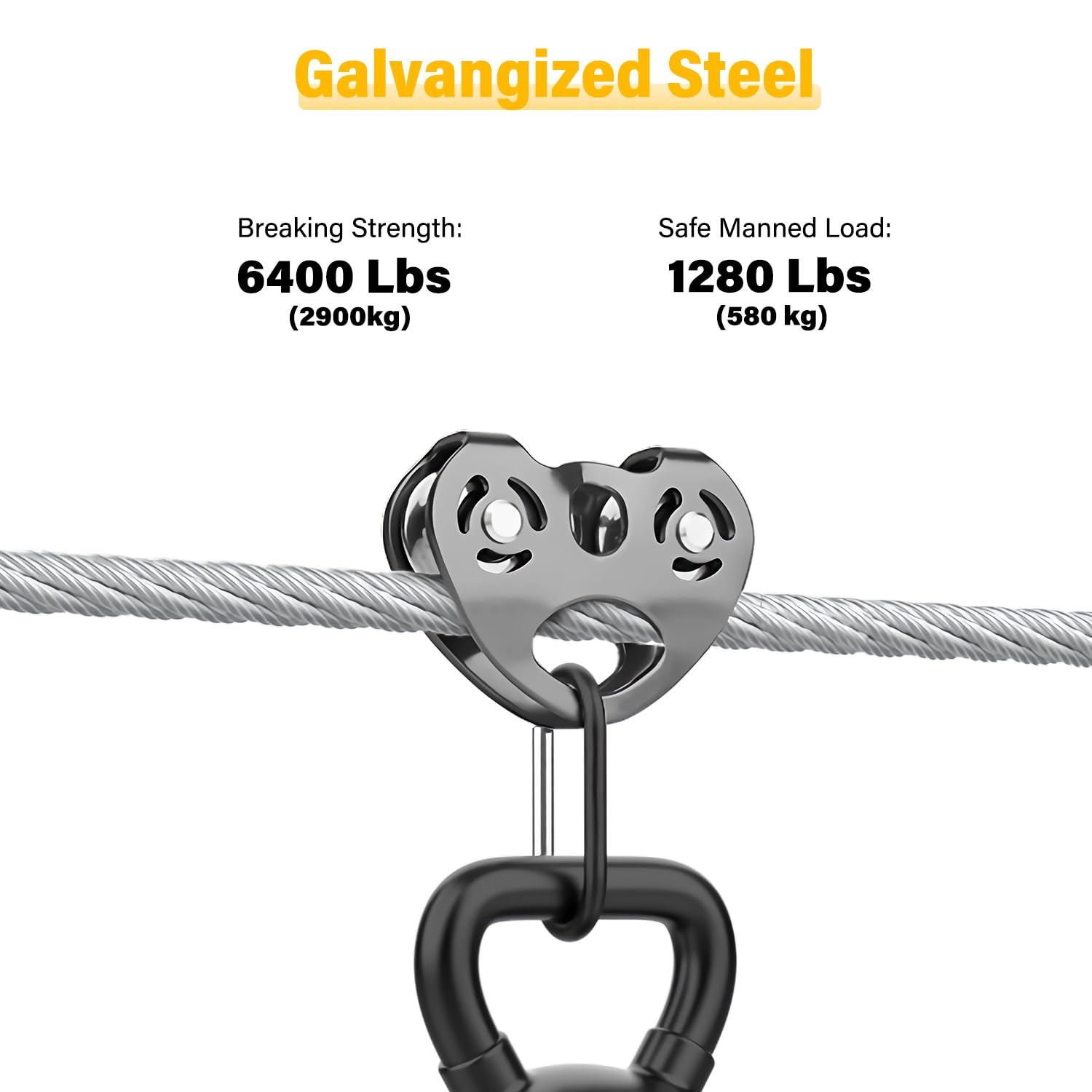Sunuwk Stahlkabel, 0,6 cm, 7 x 19 Stränge, Flugzeugkabel mit Schlaufen, 2903 kg Bruchfestigkeit, robustes Drahtseil mit Klemmen und Fingerhut, für Zipline, Zaun, Sonnenschutz, Deckgeländer