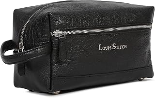 LOUIS STITCH Women's Jet Black Italian Shrunken Leather Toiletry Kit Travel Organizer Pouch with Multiple Compartments Toileteries Vanity Cosmetic Bag for Women (TK-SZ-JB-200)-picture-11
