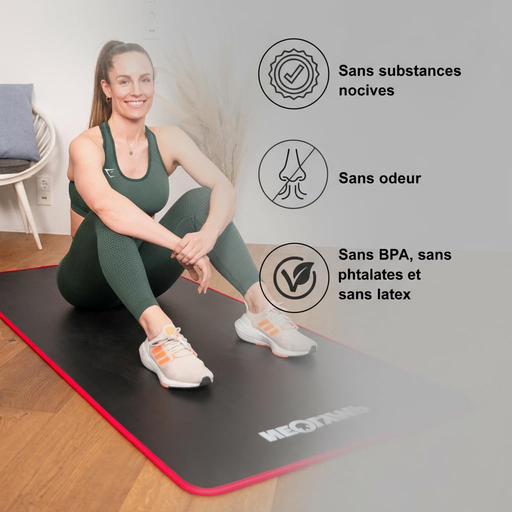 NEOLYMP Tapis de Fitness Extra épais et antidérapant avec E-Book Fitness et Sangle de Transport - Tapis de Pilates, Tapis de Yoga, Tapis de Sport, Tapis de Gymnastique