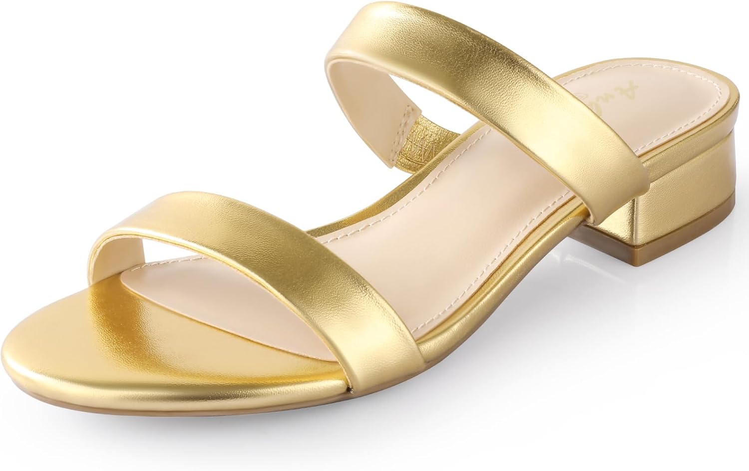 Ankis Women Black White Nude Clear Heels Sandals - 1 Inch Heels for Women Low Chunky Block Heels Comfortable Two Strap Open Toe Flat Sandals Shoe for Dressy Wedding Summer