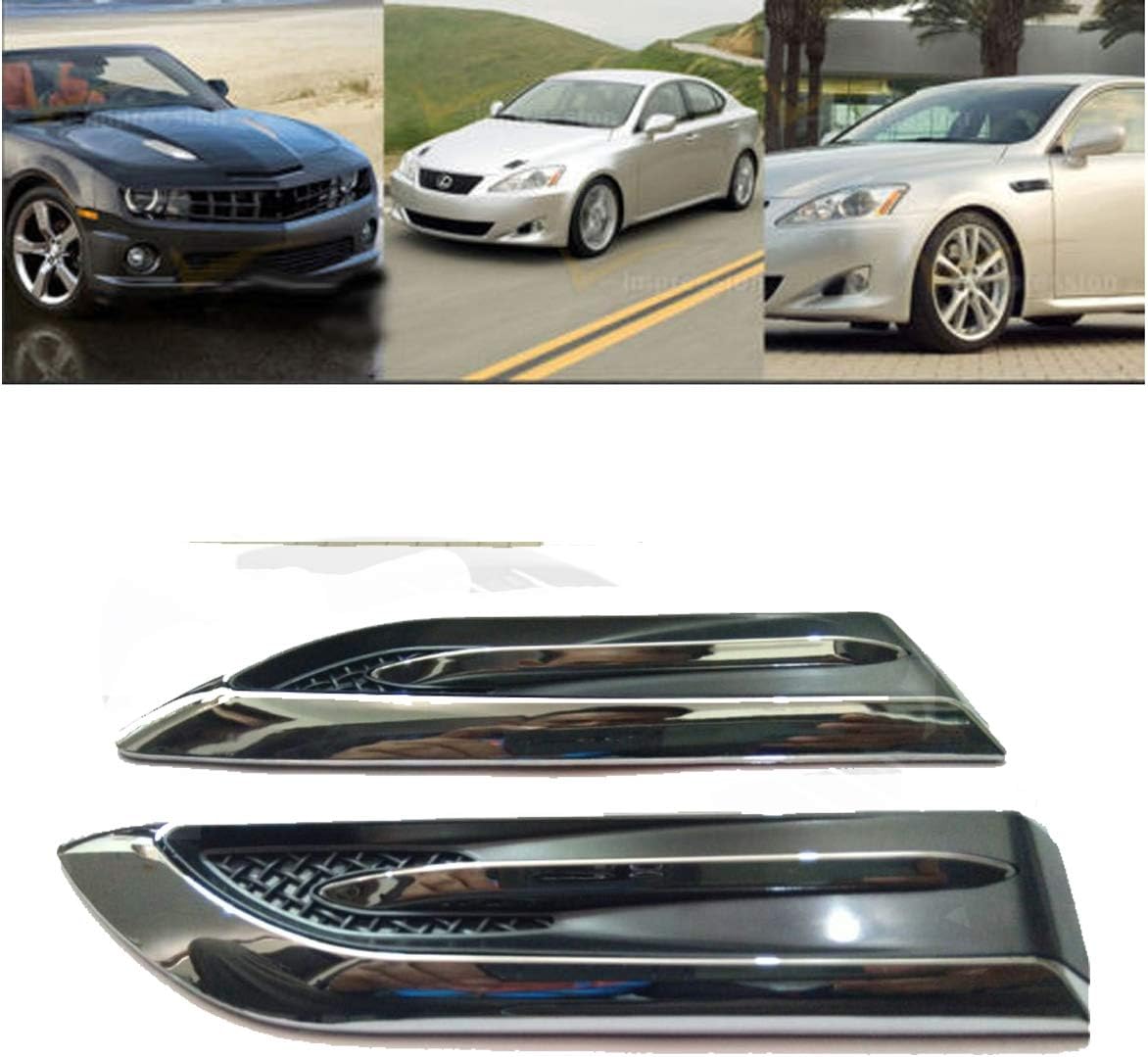 VT Vetra Decorative Exterior Euro Duct Racing Black Side Vent Set of 2 For Cars