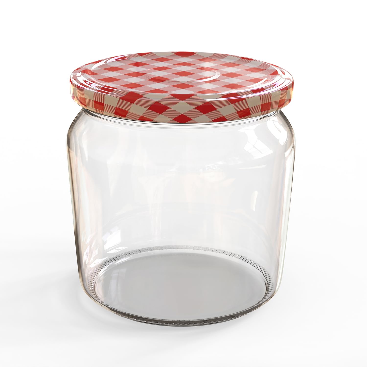 Oputec 48 vasetti da 360 ml con coperchio a vite a quadretti rossi, perfetti per marmellate, confetture e altro ancora, barattoli con coperchio, ideali come barattoli per marmellate e barattoli a vite