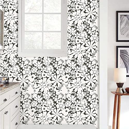 Timeet Floral Peel And Stick Wallpaper Beige Black Contact Paper Removable Self Adhesive Wallpaper For Bedroom Living Room Cabinets Shelf Decoration 15.4In X 78.7In #TOP7