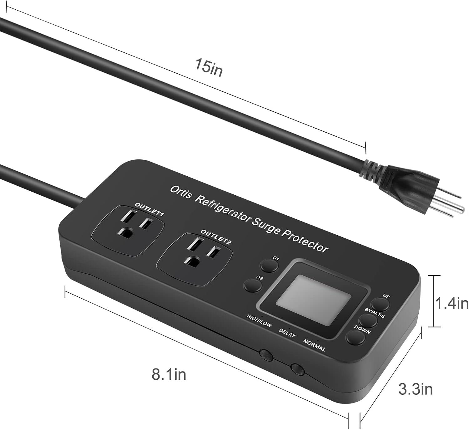 Refrigerator Surge Protector, Ortis Double Outlet Electronic Surge Protector for Home Appliances with Time Delay & Real-Time Electricity Usage Monitor, Protects All Voltage Abnormalities - Image 6