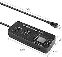 Vista 6 de Ortis Protector de sobretensiones para refrigerador, protector de sobretensiones electrónico de doble salida para electrodomésticos con retardo