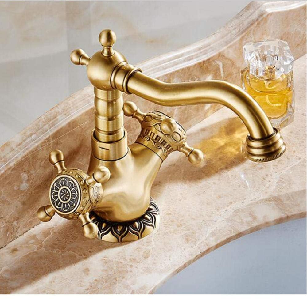 Rubinetto miscelatore in ottone anticato con due maniglie, stile vintage per bagno e cucina