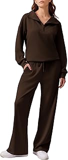 PINSPARK 2 Piece Sets for Women 2025 Fall Outfits Sweatsuit Loose Fit Sweatshirt Wide Leg Sweatpants Matching Set Tracksuit