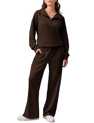 PINSPARK 2 Piece Sets for Women 2025 Fall Outfits Sweatsuit Oversized Sweatshirt Wide Leg Sweatpants Matching Set Tracksuit