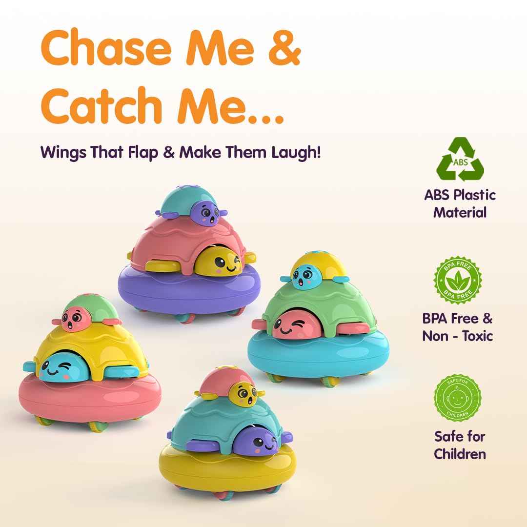 innovitoy Friction Powered Toy Pack of 3 for Kids with Topsy Turtle, Penguin & Carnival Car Characters with Whistle,Best Gift for Kids, 3+ Years 3